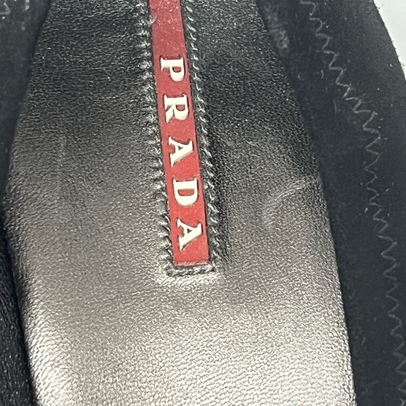 PRADA BLACK SUEDE LEATHER SILVER BUCKLE CHUNKY HEELS EU 41 AU 10 DESIGNER CHIC - Picture 9 of 16